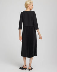 Satin-Knit Pleated Maxi Dress Black - Chico's