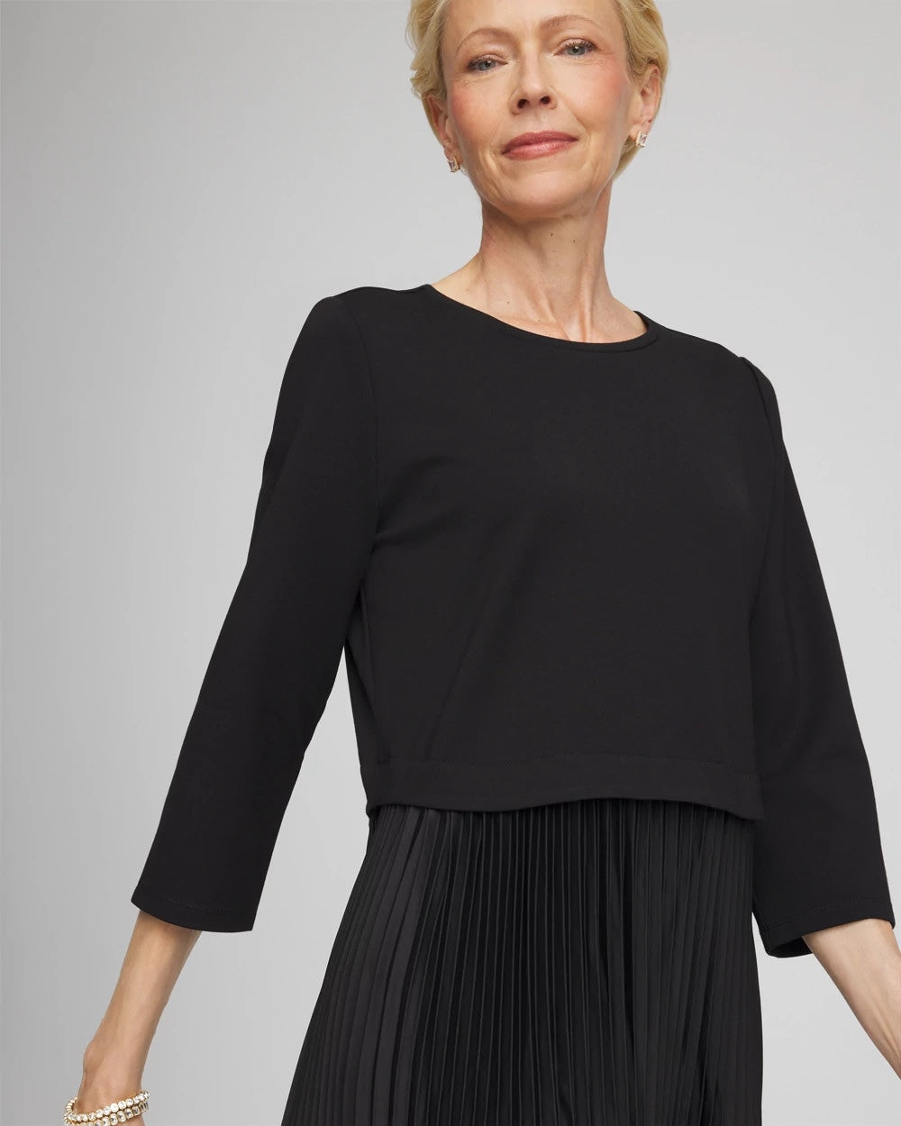 Satin-Knit Pleated Maxi Dress Black - Chico's