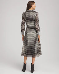 Chiffon Clip-Dot Tie-Neck Dress Black - Chico's
