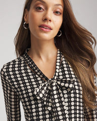Chiffon Clip-Dot Tie-Neck Dress Black - Chico's
