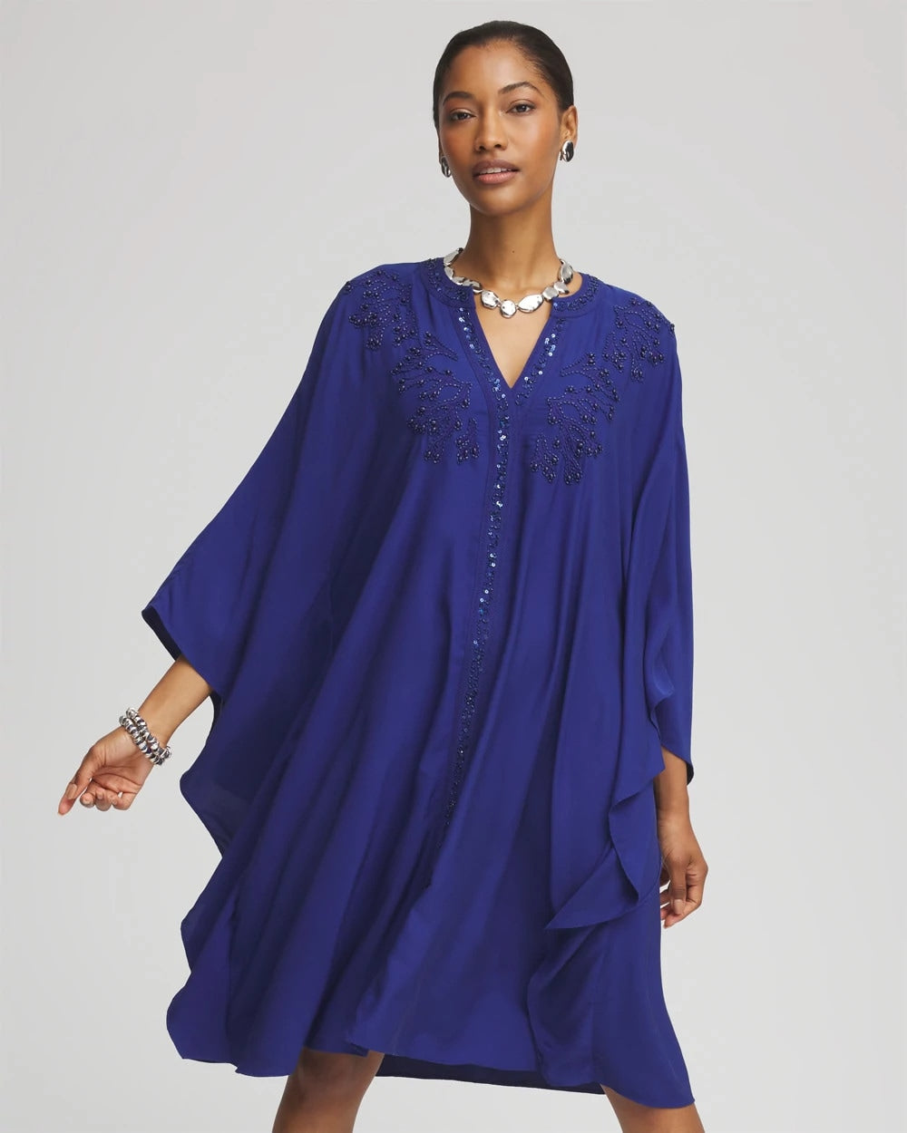 Embellished Kaftan Dress Blue Casa - Chico's