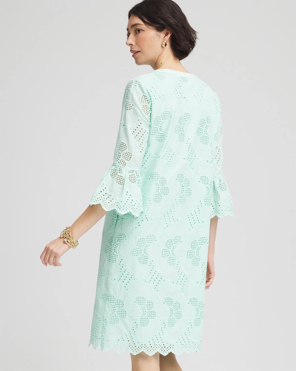 Eyelet Cotton Voile Dress Teal Waters - Chico's