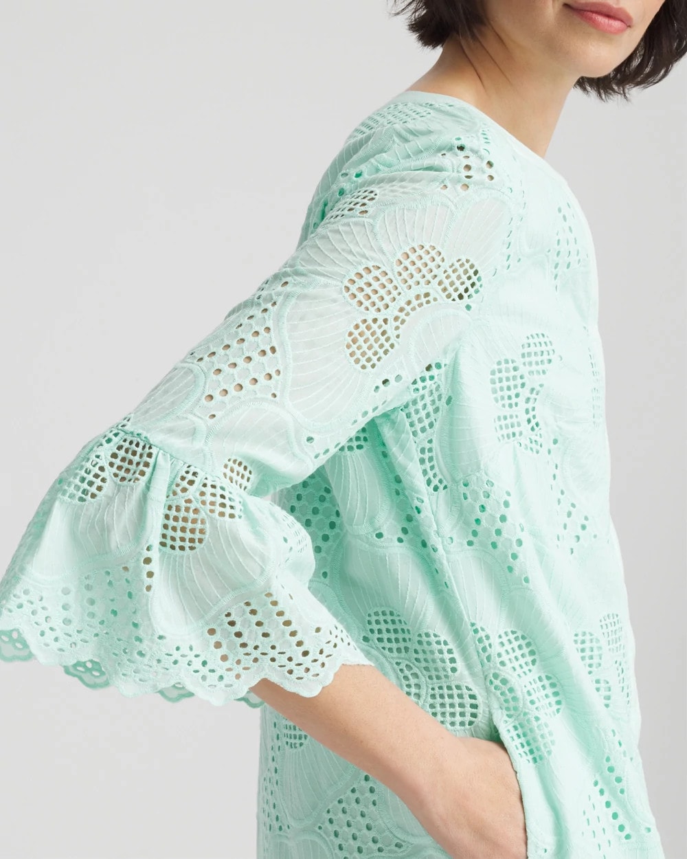 Eyelet Cotton Voile Dress Teal Waters - Chico's