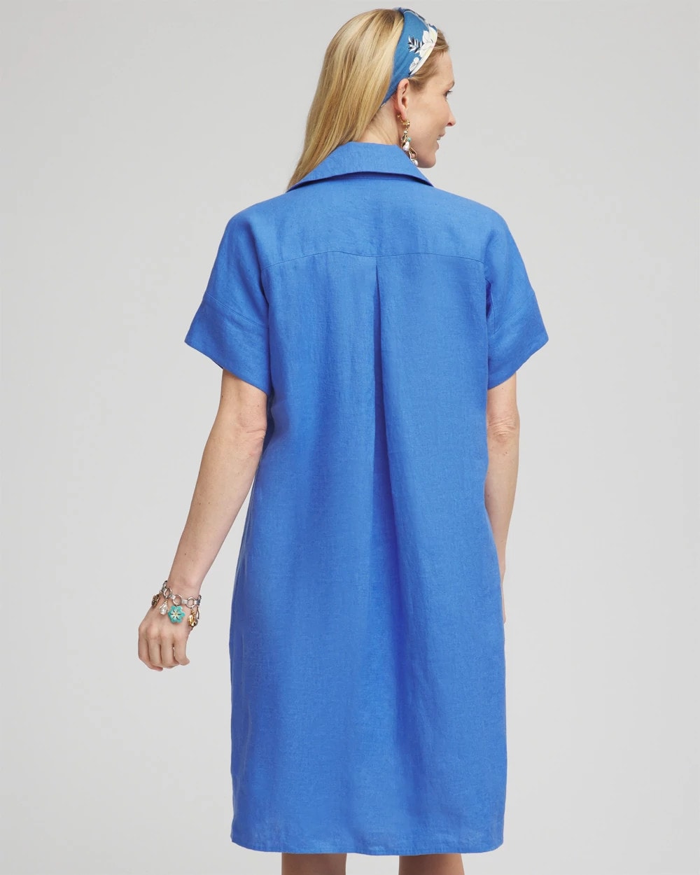 High-low Linen Shirtdress Blue Pearl - Chico's
