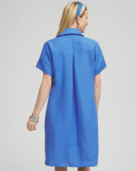 High-low Linen Shirtdress Blue Pearl - Chico's