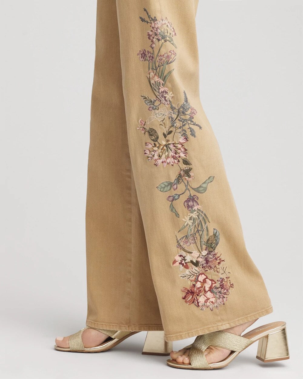 Embroidered High-Rise Wide-Leg Jeans Cafe Aroma - Chico's