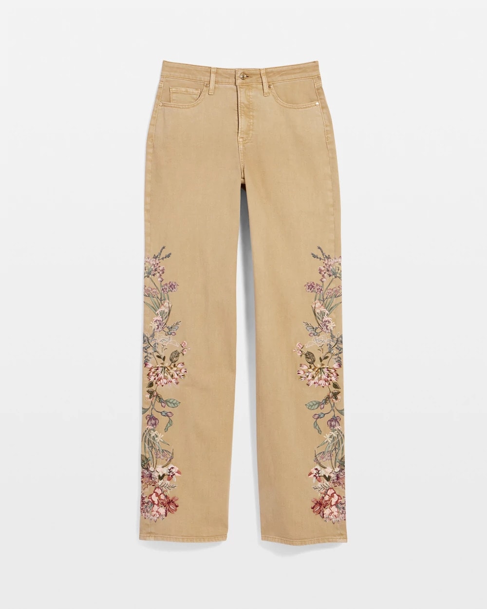 Embroidered High-Rise Wide-Leg Jeans Cafe Aroma - Chico's