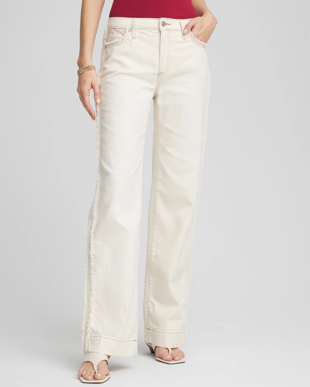 Sea Salt High-Rise Frayed Jeans Natural Seeded - Chico's