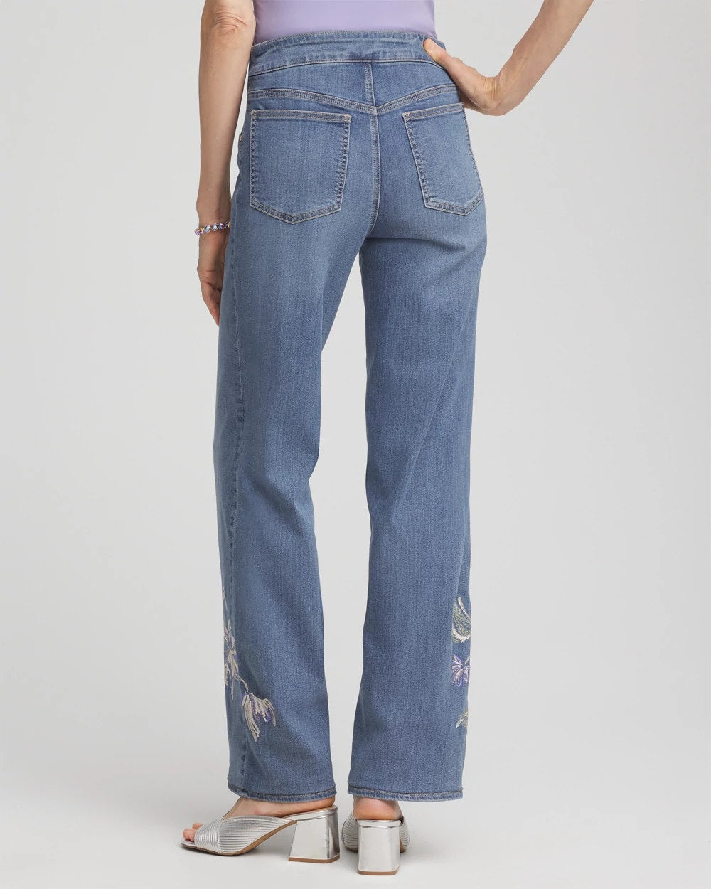 Embroidered Pull-On Wide-Leg Jeans Soraya Indigo - Chico's