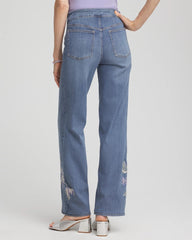 Embroidered Pull-On Wide-Leg Jeans Soraya Indigo - Chico's