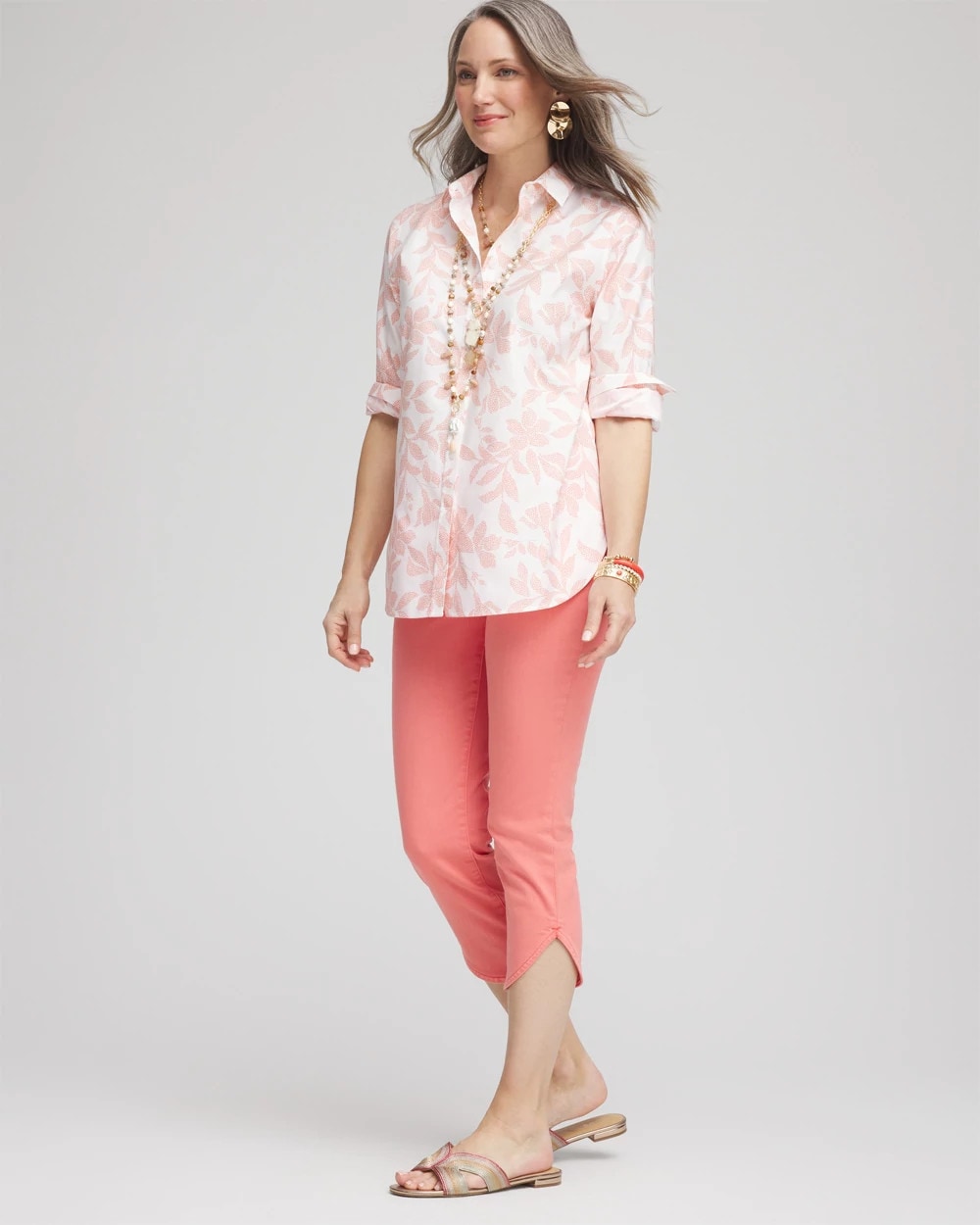 Pull-On Dolphin-Hemmed Capri Jeans Melon Mambo - Chico's