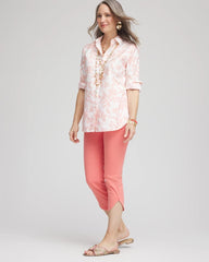 Pull-On Dolphin-Hemmed Capri Jeans Melon Mambo - Chico's
