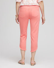 Pull-On Dolphin-Hemmed Capri Jeans Melon Mambo - Chico's