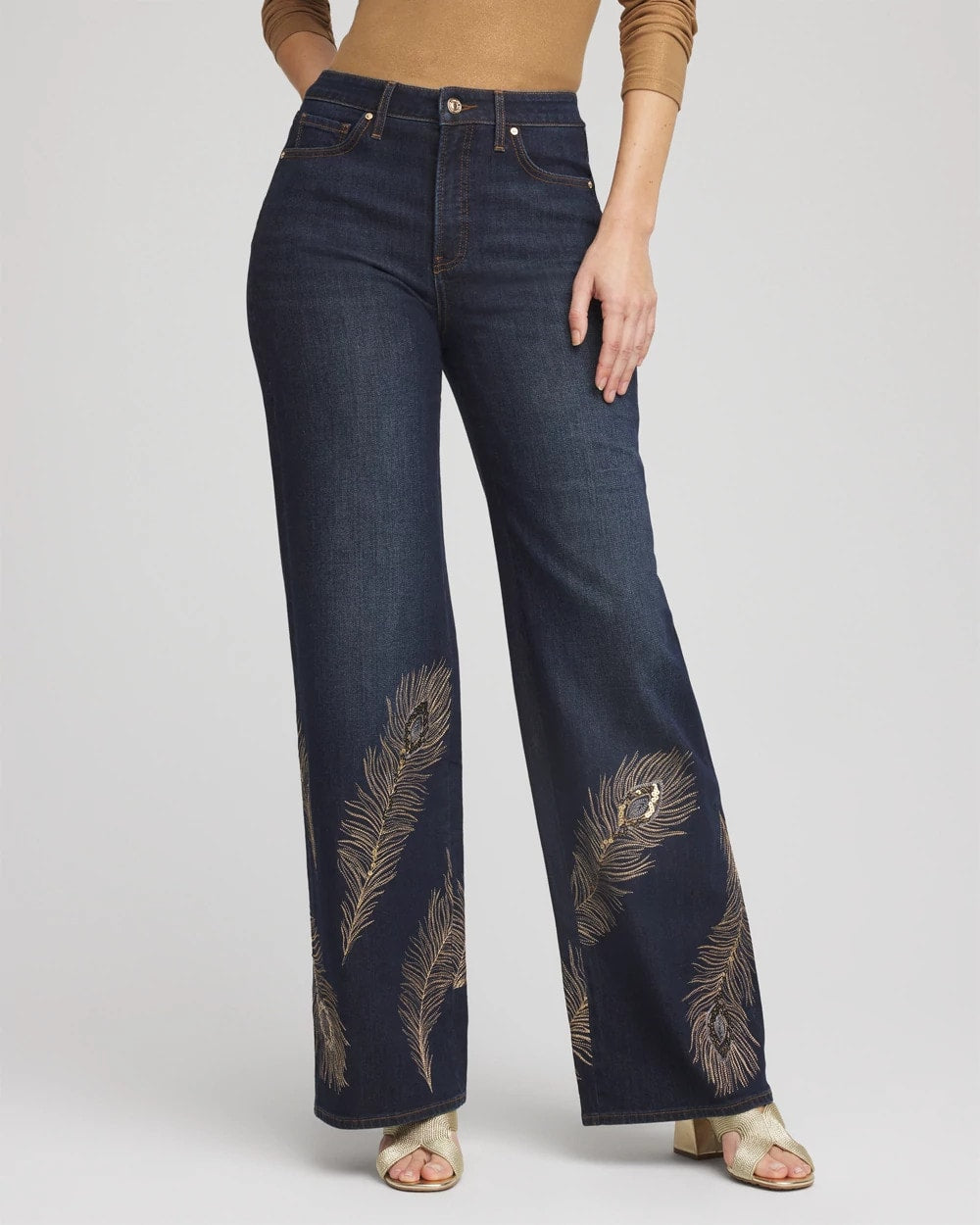 Embellished High-Rise Wide-Leg Jeans Marconi Indigo - Chico's