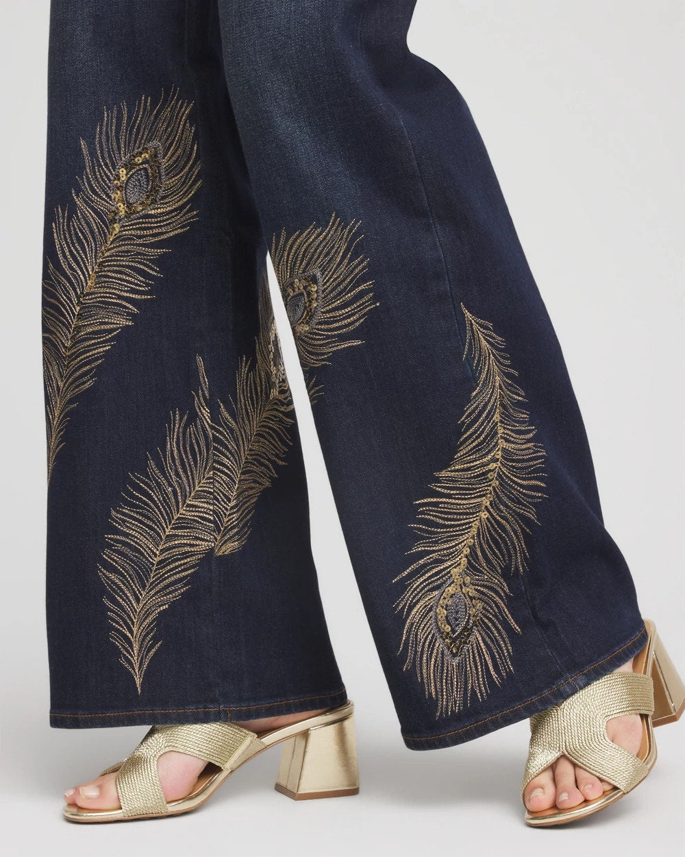 Embellished High-Rise Wide-Leg Jeans Marconi Indigo - Chico's