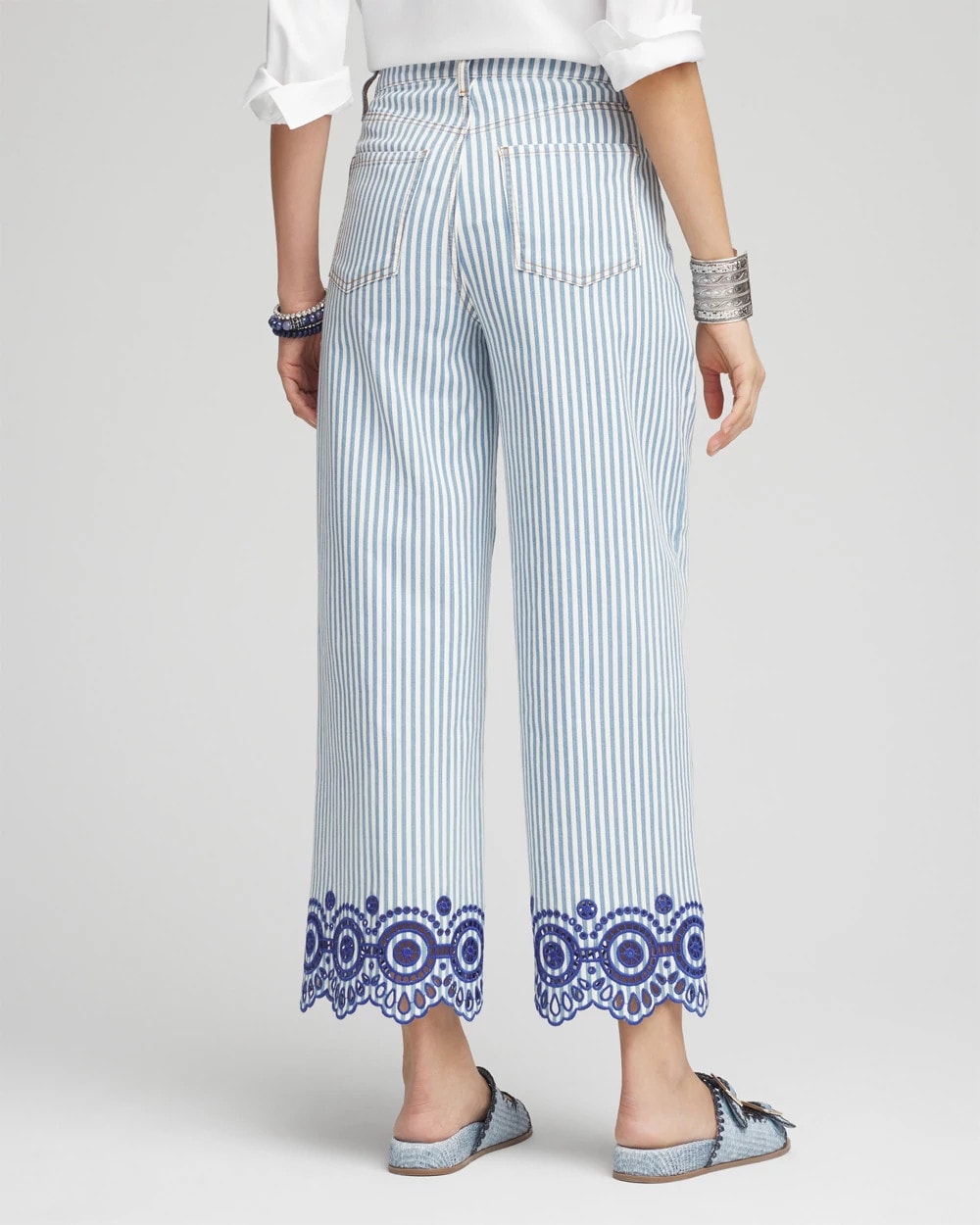 Eyelet High-Rise Wide Cropped Jeans Blue - Chico's