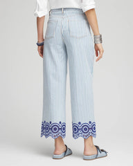 Eyelet High-Rise Wide Cropped Jeans Blue - Chico's