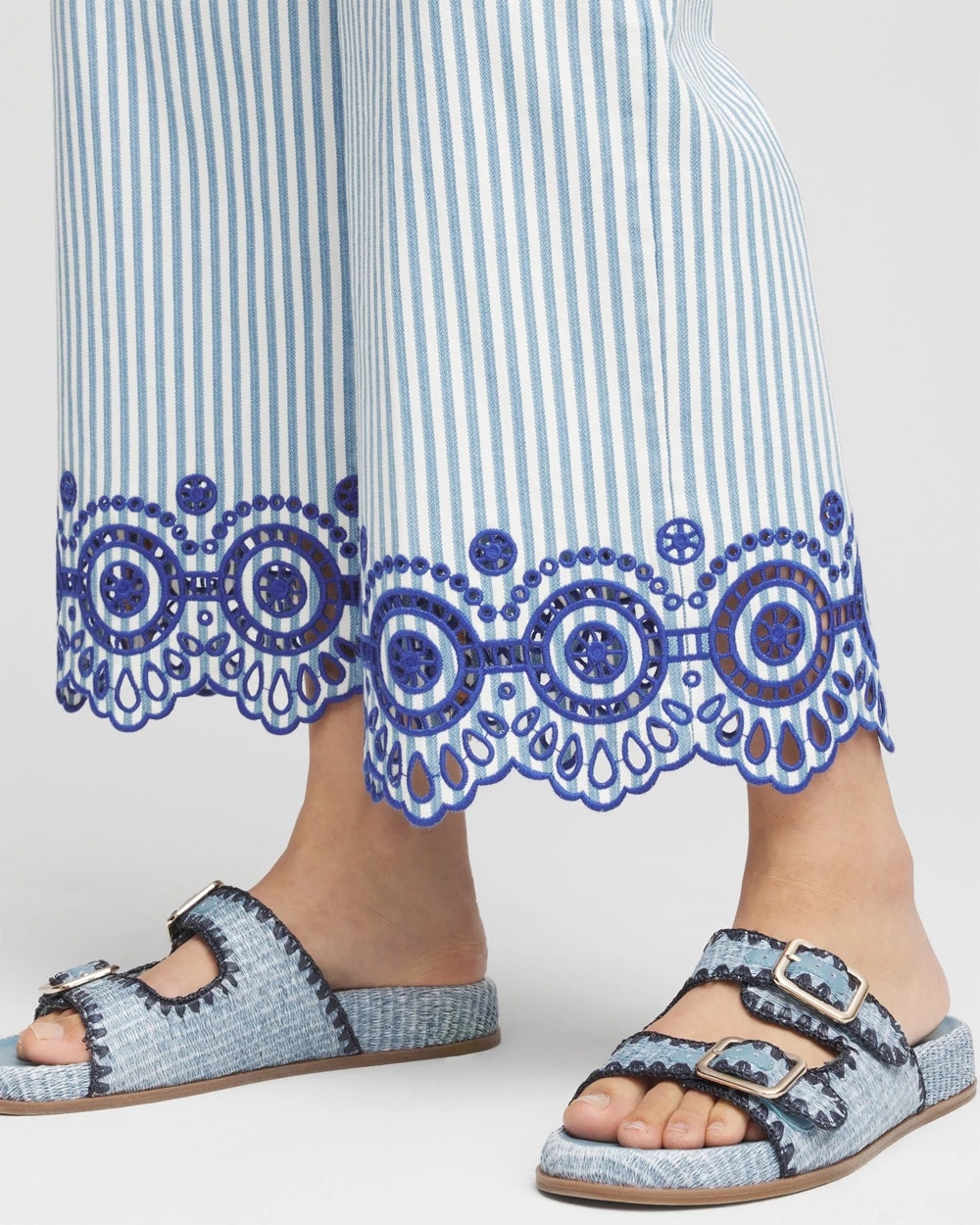 Eyelet High-Rise Wide Cropped Jeans Blue - Chico's