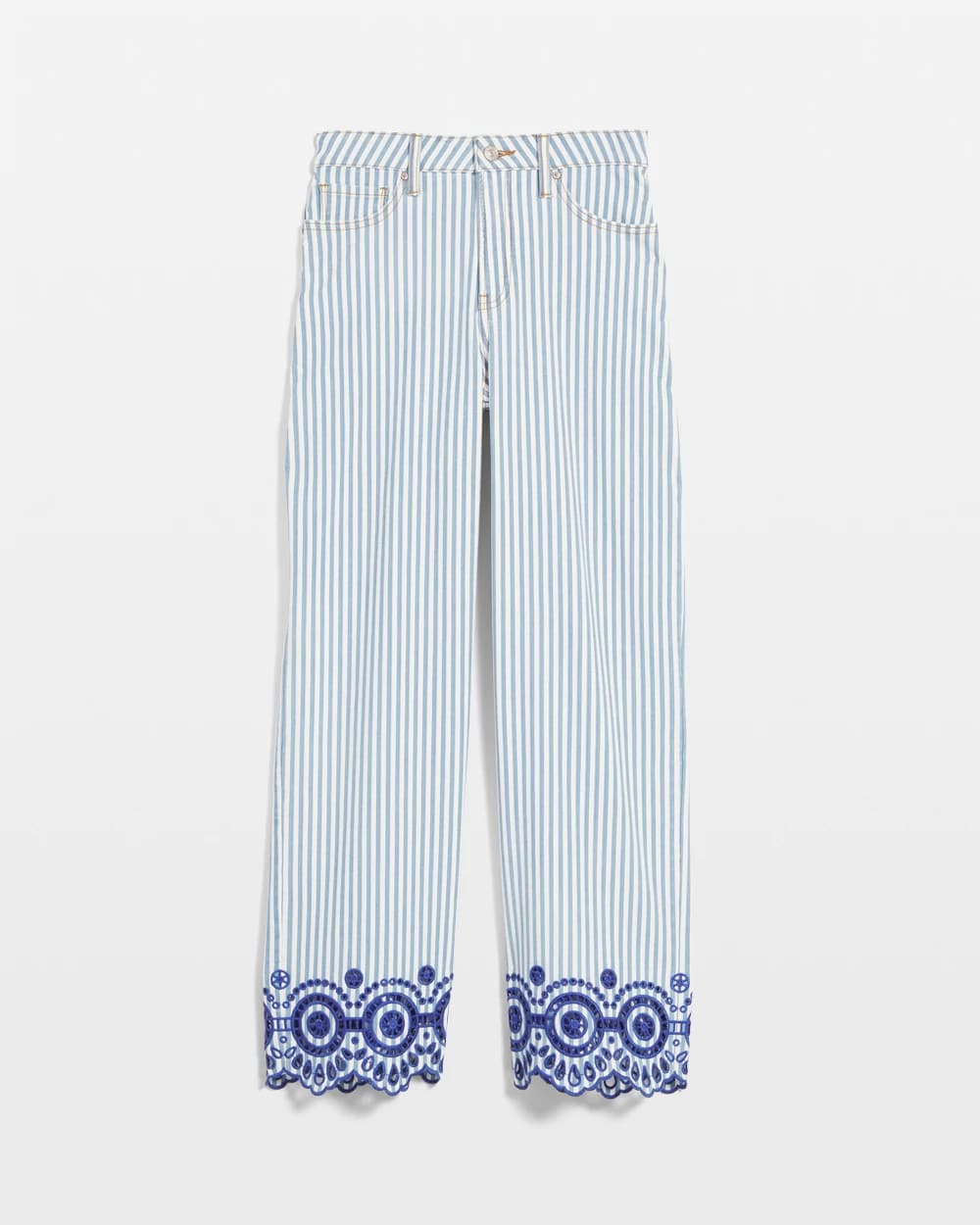 Eyelet High-Rise Wide Cropped Jeans Blue - Chico's