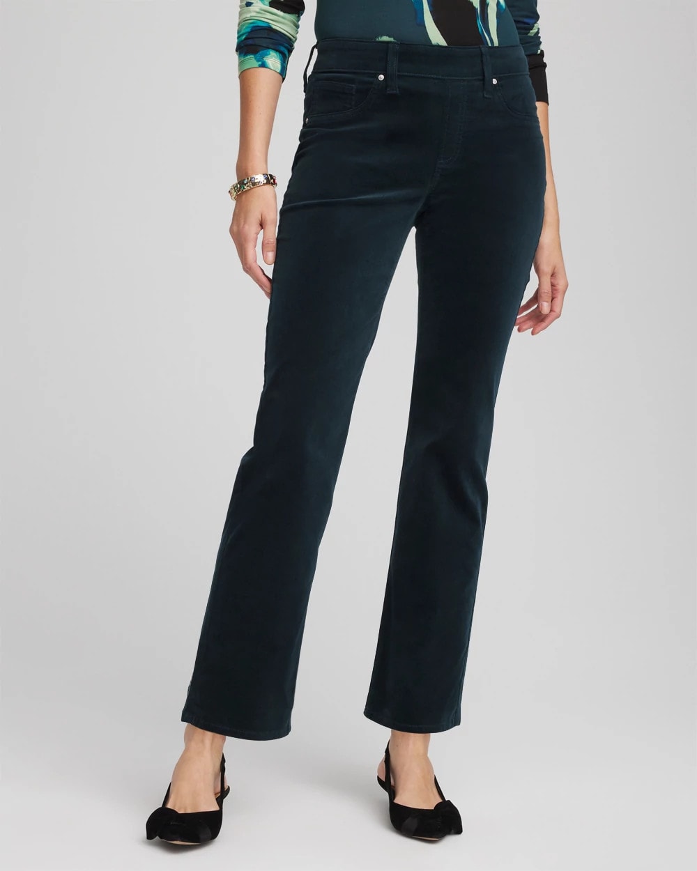 Velveteen Pull-On Flared Jeans Teal Shadow - Chico's