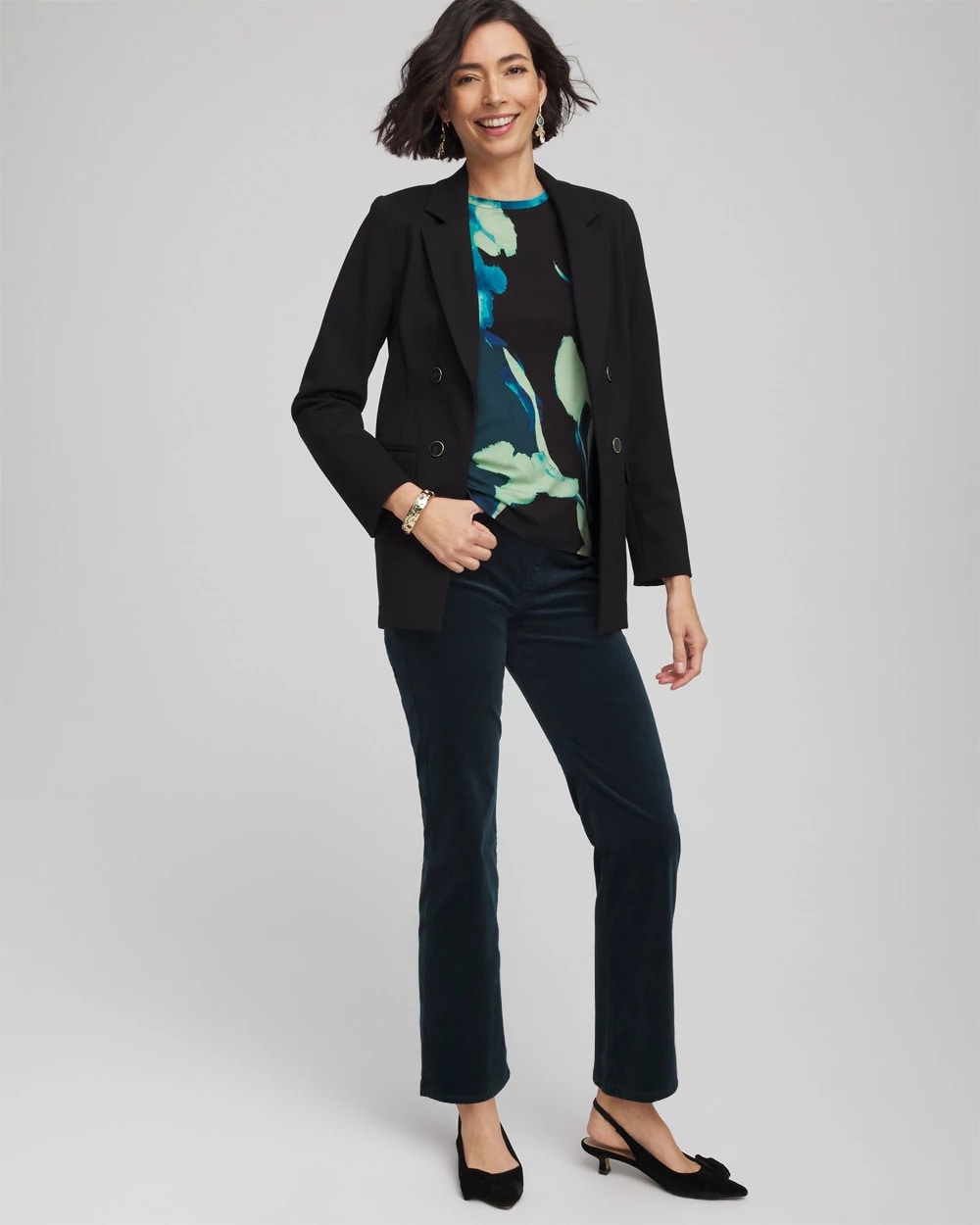Velveteen Pull-On Flared Jeans Teal Shadow - Chico's
