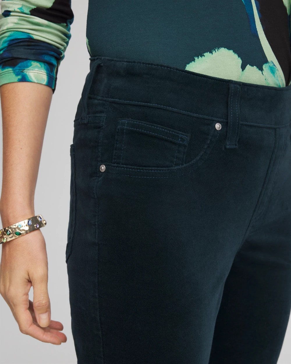 Velveteen Pull-On Flared Jeans Teal Shadow - Chico's