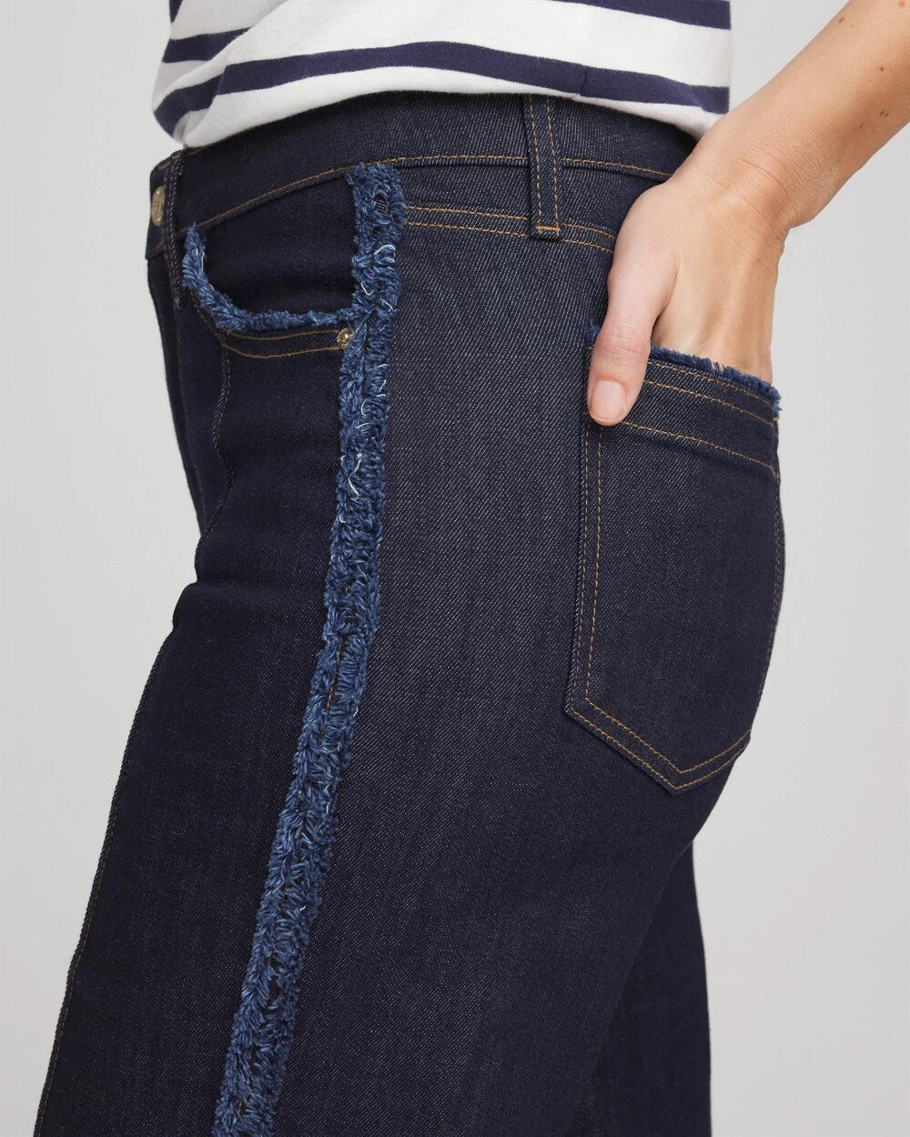 Petite Frayed High-Rise Wide-Leg Jeans Cedar Rinse - Chico's