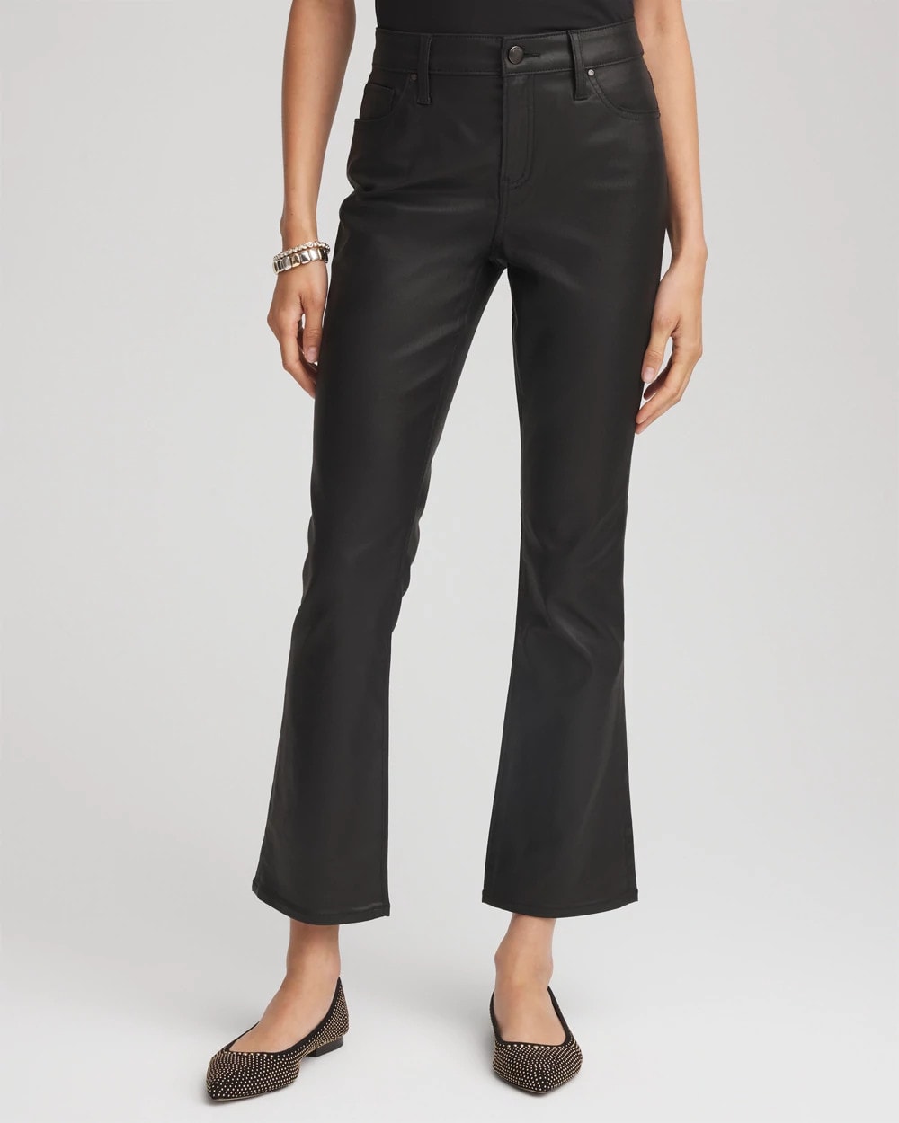 Coated Girlfriend Cropped Flared Jeans Black - Chico's