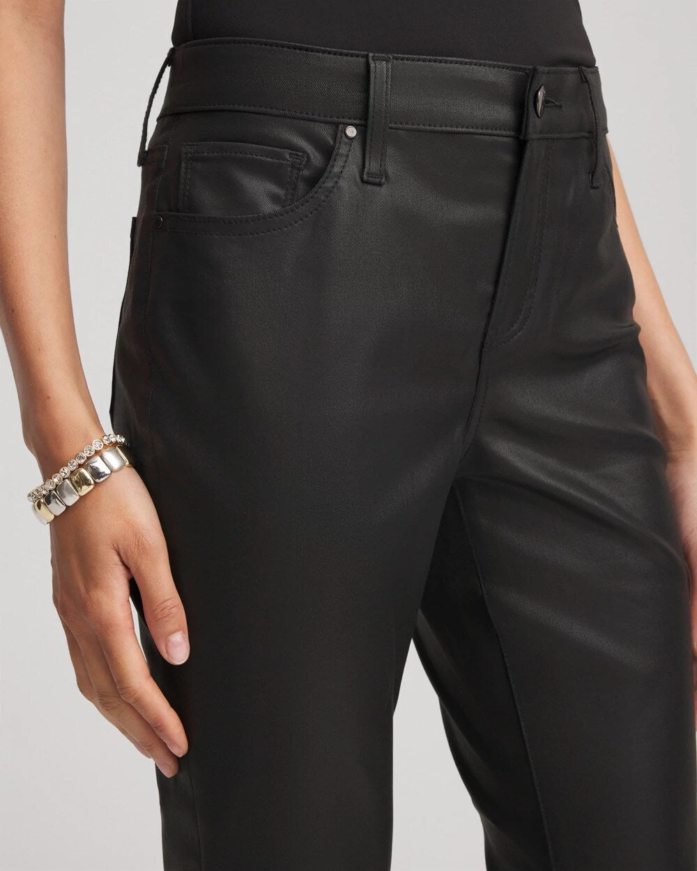 Coated Girlfriend Cropped Flared Jeans Black - Chico's