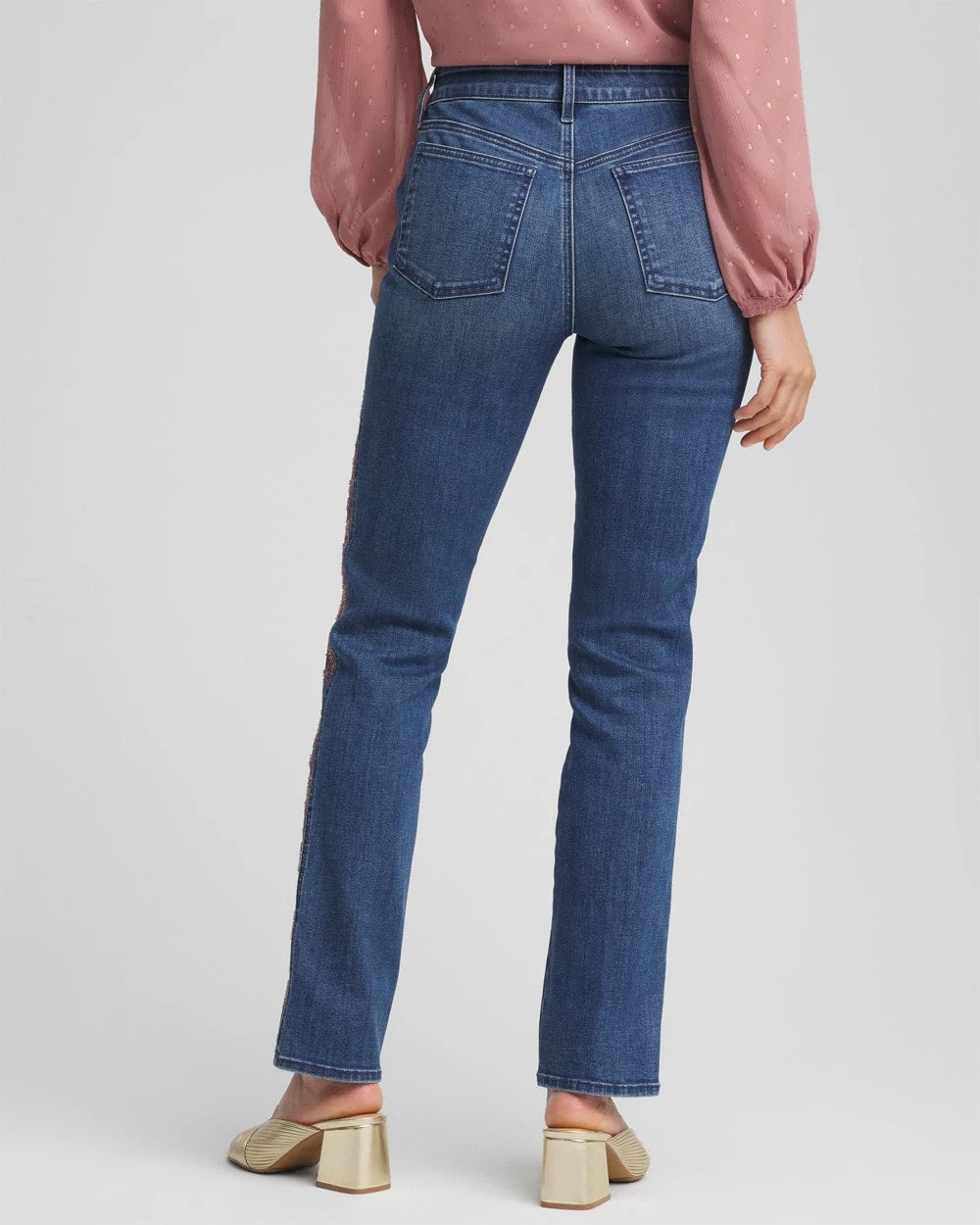 Lace Embroidered Pull-On Straight Jeans Alpine Indigo - Chico's