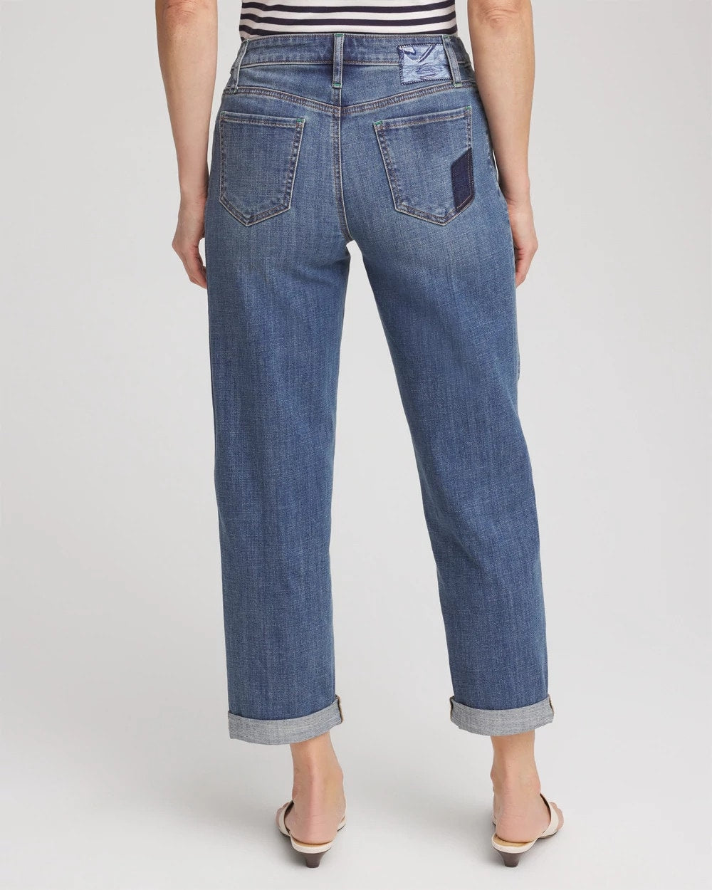Boyfriend Patchwork Cropped Jeans Whimsical Indigo - Chico's