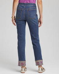 Embellished Pull-On Slim Ankle Jeggings Buttercup Indigo - Chico's