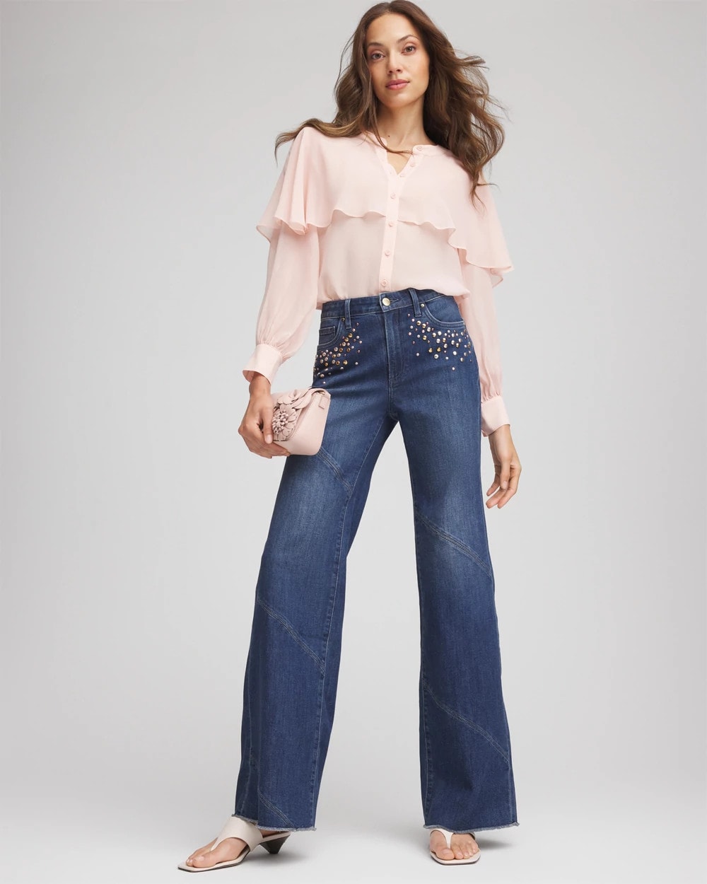 Embellished Frayed Flared-Leg Jeans Irvina Indigo - Chico's