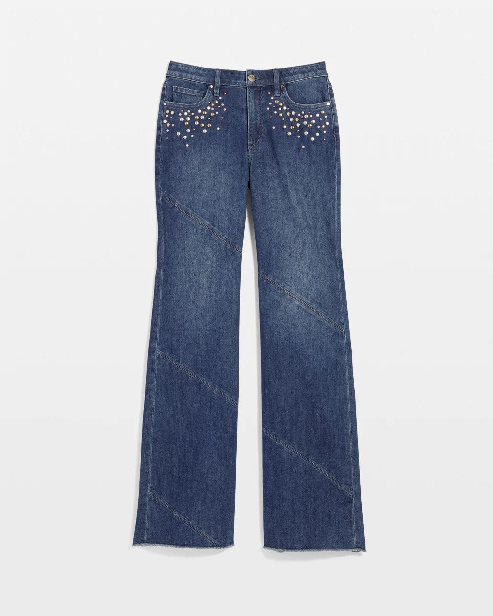Embellished Frayed Flared-Leg Jeans Irvina Indigo - Chico's