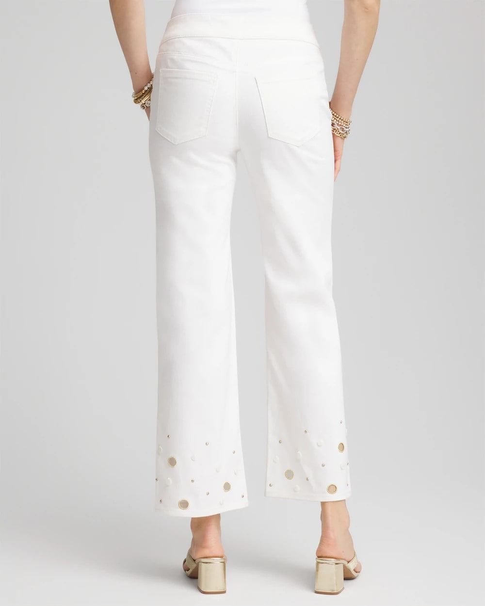 Pull-On Embellished Straight-Leg Cropped Jeans Alabaster - Chico's