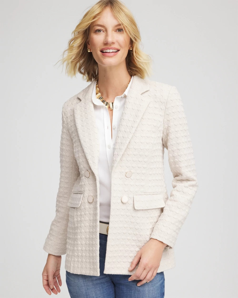 Textured Knit Blazer Smokey Taupe - Chico's