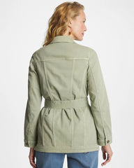 Elongated Belted Denim Jacket Seagrass Green - Chico's