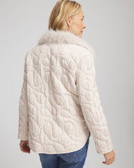 Quilted Faux Fur Collar Jacket Cream - Chico's