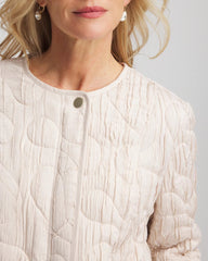 Quilted Faux Fur Collar Jacket Cream - Chico's