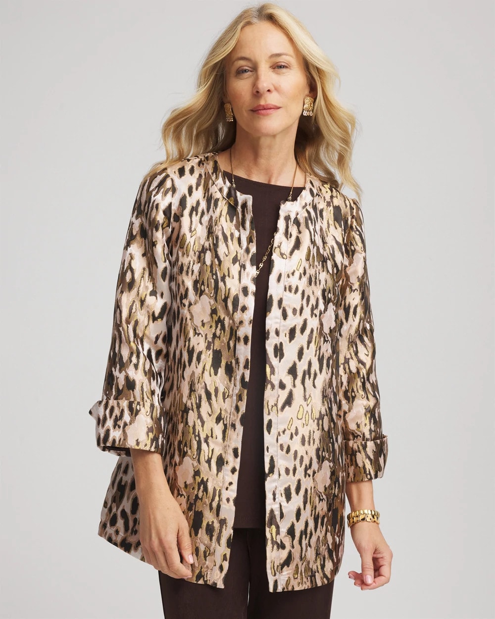 Travelers™ Collection Animal Jacquard Jacket Deep Taupe - Chico's