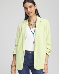 Notched-Lapel Ruched Sleeve Blazer Frozen Lime - Chico's