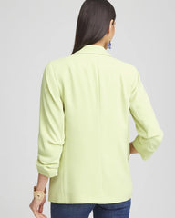 Notched-Lapel Ruched Sleeve Blazer Frozen Lime - Chico's