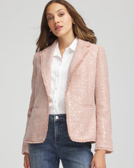 Party Tweed Sequins Blazer Pink - Chico's