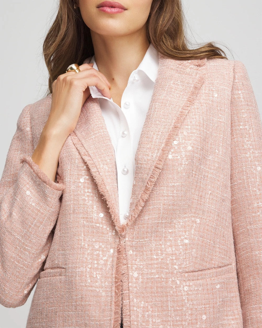 Party Tweed Sequins Blazer Pink - Chico's