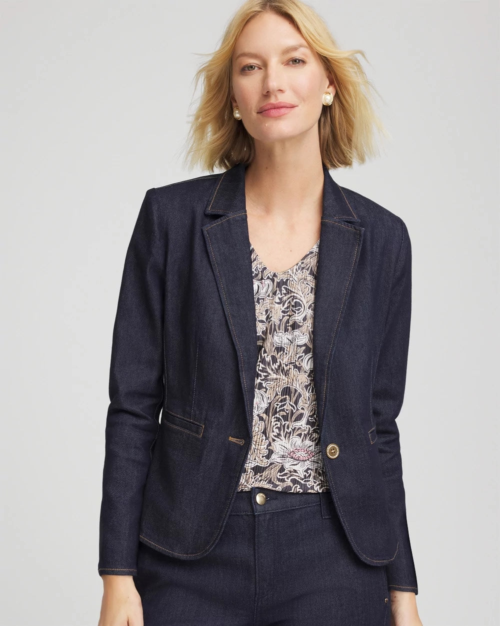 Denim Peplum Blazer Cedar Rinse - Chico's