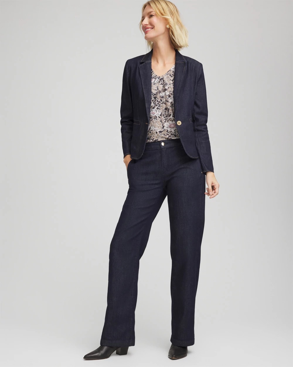 Denim Peplum Blazer Cedar Rinse - Chico's