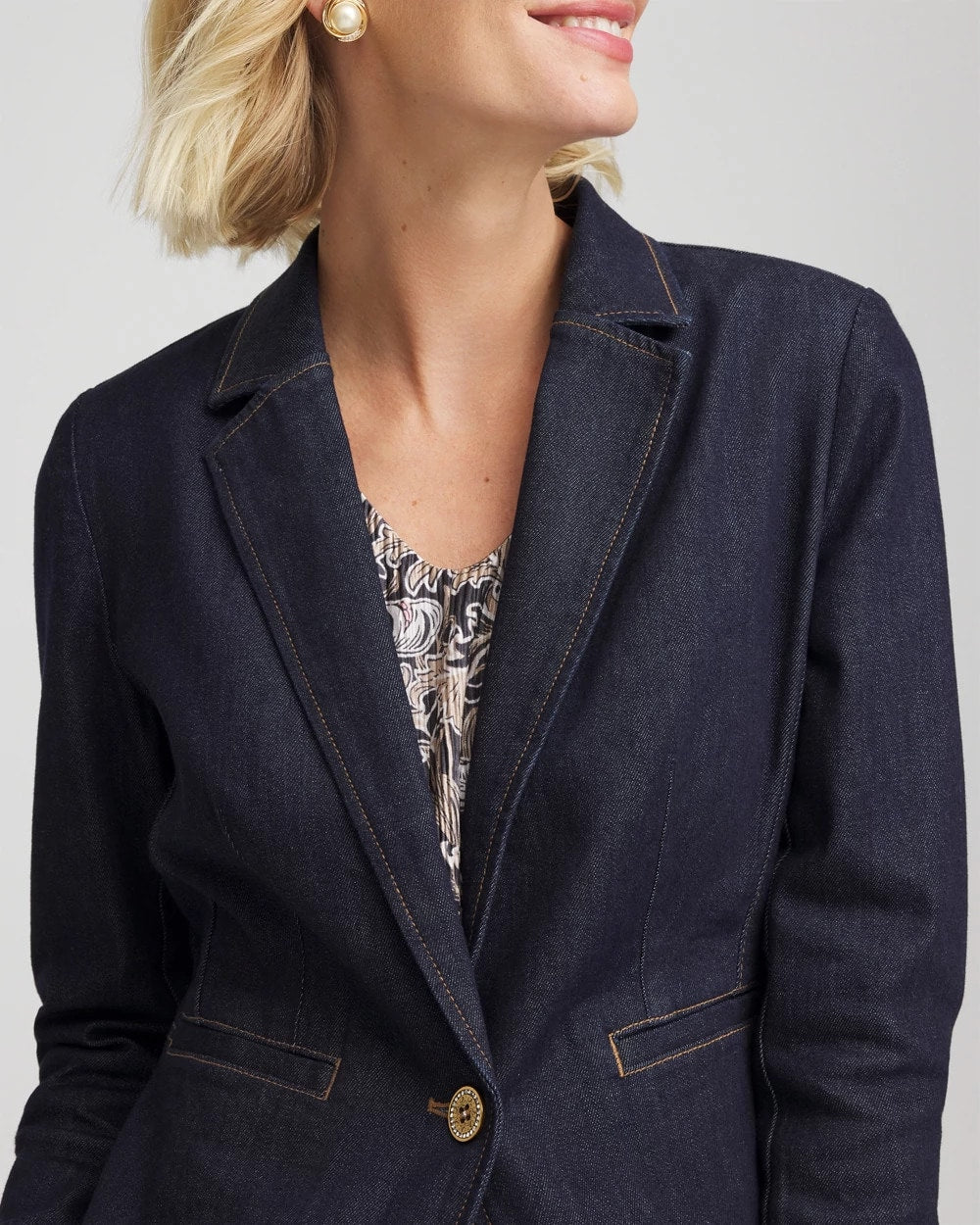 Denim Peplum Blazer Cedar Rinse - Chico's