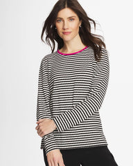 Zenergy® Striped Jacquard Contrast Pullover Top Europa Pink - Chico's