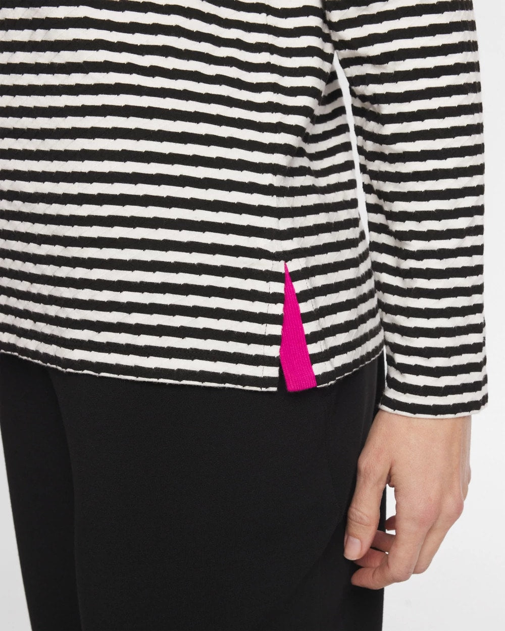 Zenergy® Striped Jacquard Contrast Pullover Top Europa Pink - Chico's