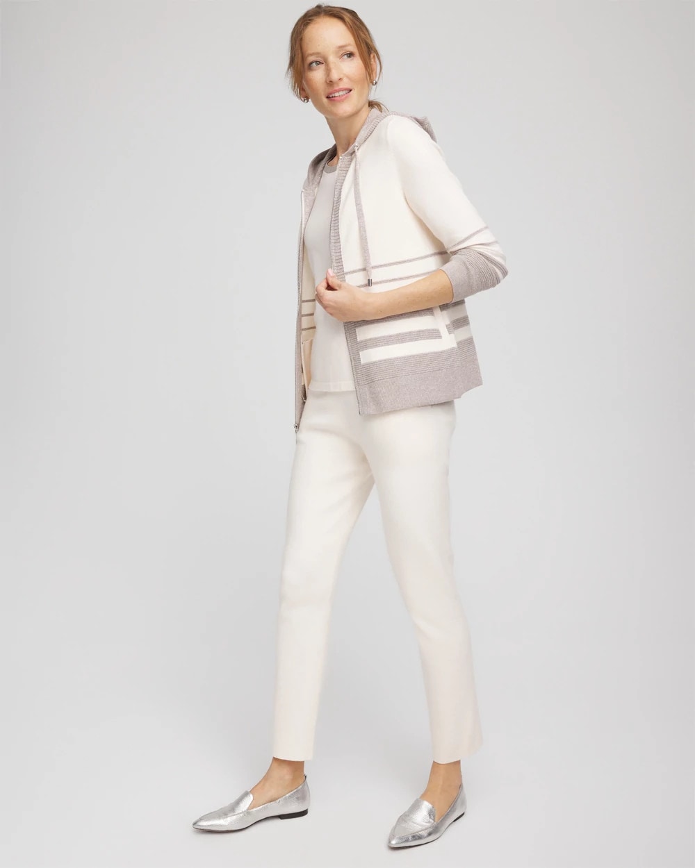 Zenergy® Luxe Metallic Striped Sweater English Cream - Chico's